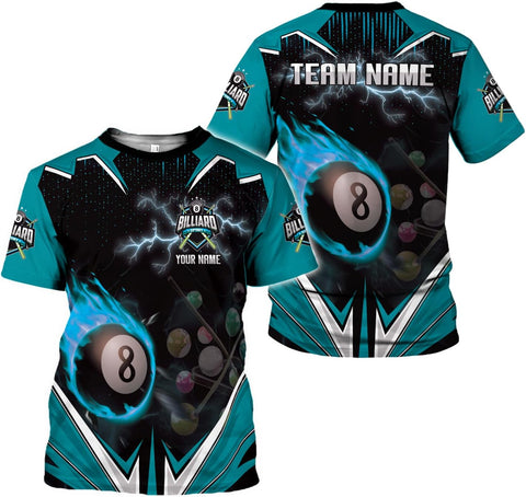 AOVL Personalized Billiard Shirts 3D Billiard Shirt Custom Billiard Flag Shirt Men's Pool Billiards Shirt 8 Ball Men Women