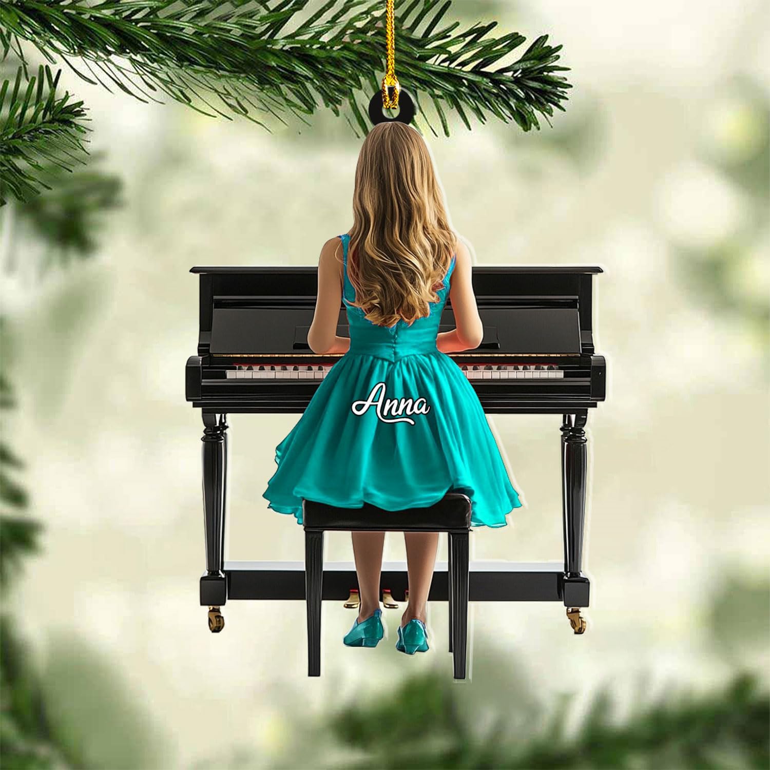 Podagree Personalized Piano Ornament, Custom Piano Ornament Piano Christmas Ornament 2023, Music Instrument Player Keyboard Ornament Decor, Gift for Piano Lover, Music Lovers (PAN10)