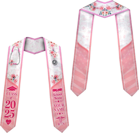 Pretyprints Custom Nurse Sash Graduation, RN Graduation Stole Gifts for Friends Nursing Student Senior Class Of 2025