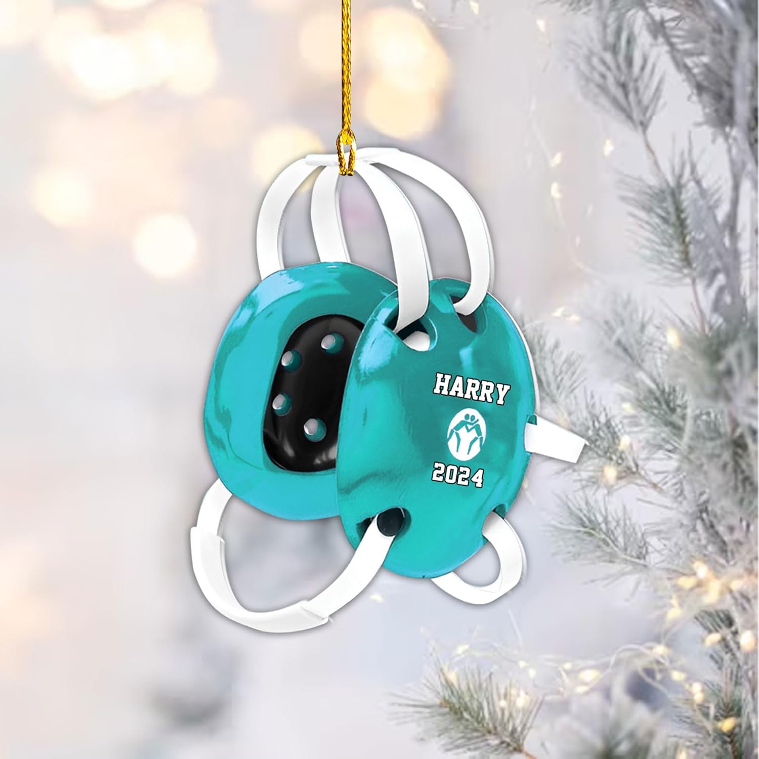 Artparel Personalized Wrestling Ornament Wrestling Helmet Ornaments Wrestling Christmas Ornament Gift for Wrestling Player Wrestling Christmas Tree Ornaments for Boys or Girls (Wrestling 2)