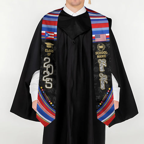 Personalized Puerto Rican Graduation Stole, Puerto Rican Graduation Sash 2025, Puerto Rico Graduation Sash