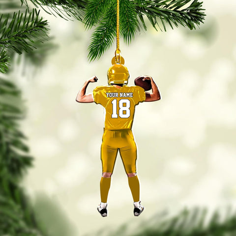 Artparel Personalized Football Ornament Customized Football Christmas Ornaments Football Ornament Christmas Hanging D��cor Gift for Football Fans Football Gifts Gift for Football Player (FB 10)