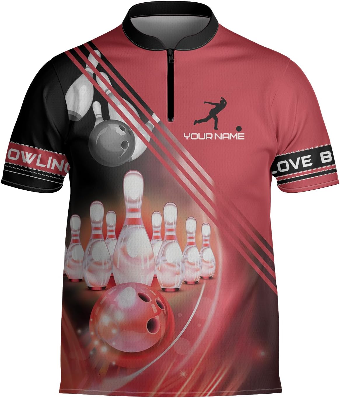 Custom Bowling Jerseys for Men Women Personalized Team Name Quarter Zip 3D Apparel Customized Bowling Jersey Shirts Unisex