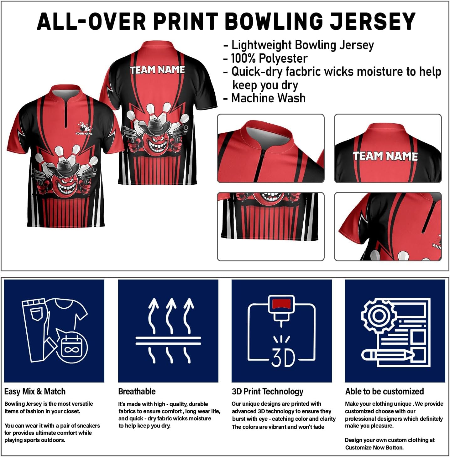 Custom Bowling Jersey for Men & Women - Style Shirts for Team