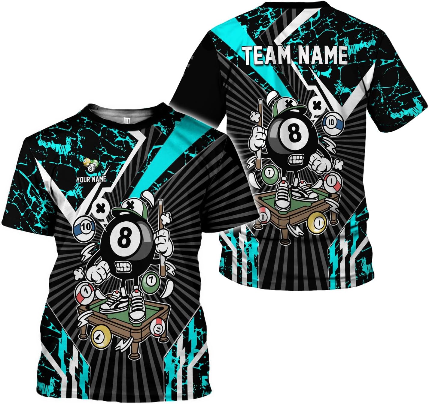 Ligthuy Personalized Name Billiard Shirts 3D, Billiards Shirt 8 Ball Billiard Shirt Custom Men's Pool Men Women1