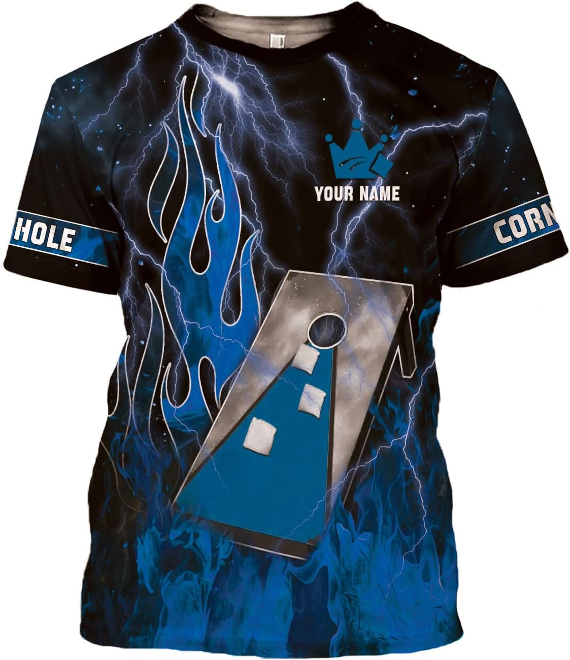 MoonArt Personalized Cornhole Shirts 3D Over Print for Men & Women, Funny Cornhole Player Toss Sports T-Shirt for Team