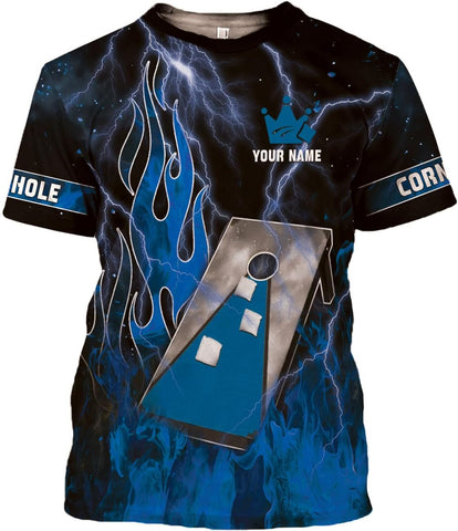 MoonArt Personalized Cornhole Shirts 3D Over Print for Men & Women, Funny Cornhole Player Toss Sports T-Shirt for Team