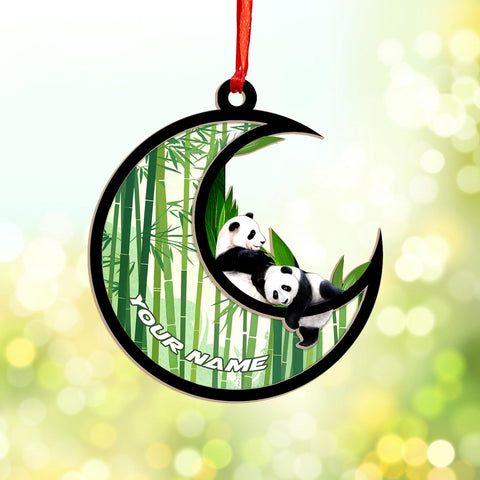 MAPrints Personalized Panda Ornament Xmas Tree, Panda Acrylic Or Wood Flat Shape Ornament Christmas 2024, Panda Lovers Ornament Xmas Decor, Panda Bear Gifts Panda Bamboo Hanging Ornament (Panda 2)