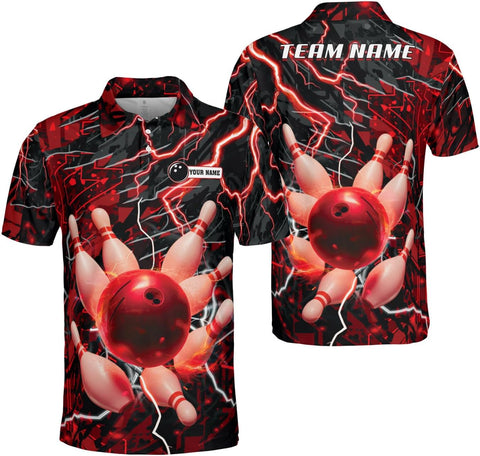 Ligthuy Personalized Name Bowling Polo Shirts 3D for Men and Women, Bowling Shirt, Bowling Shirts for Men Team Bowling Shirt