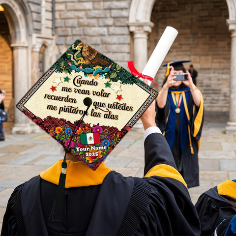 Pretyprints Mexican American Graduation Cap Topper, Mexican Grad Cap Topper, Mexico Graduation Decoration Class of 2025