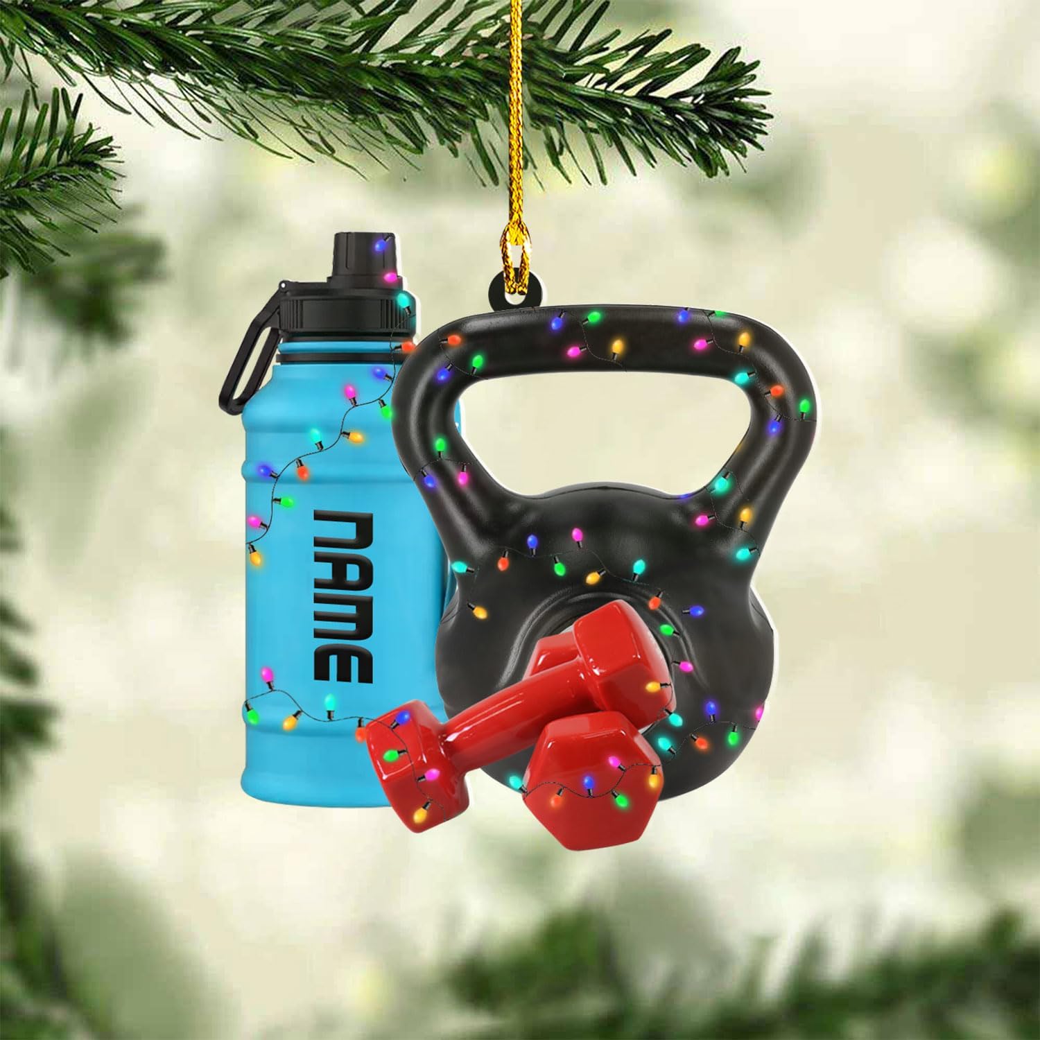AOVL Personalized Weight Plate Ornament Weight Ornament Fitness Gift for Gym Ornament Merry Liftmas Christmas Hanging Ornaments Weight Plates Ceramic Ornament (DF5)
