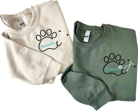 Personalized Veterinarian Embroidered Sweatshirt, Custom Vet Tech Shirt, Veterinary Technician Week Gifts, Veterinary Gifts