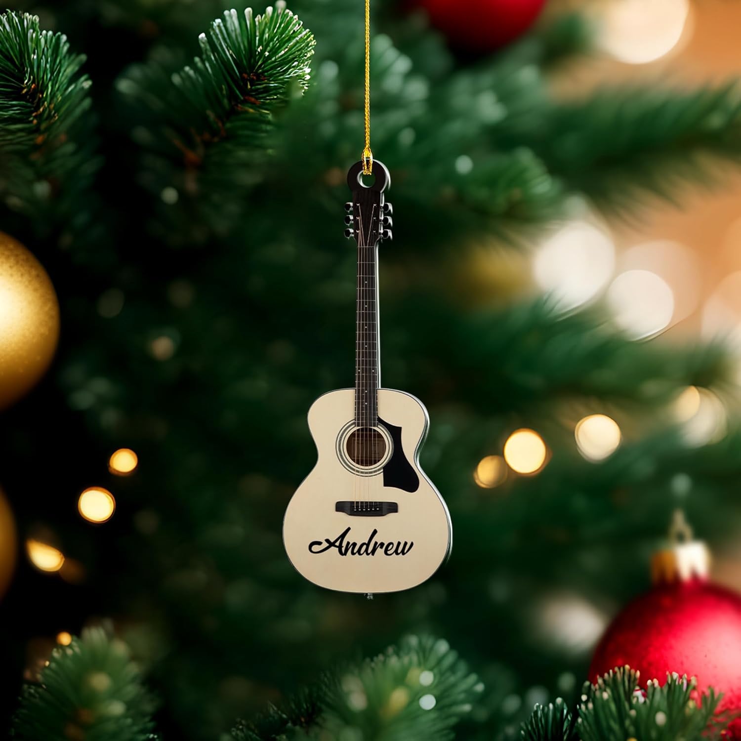 Personalized Guitar Ornament, Electric Guitar Ornament, Guitar Christmas Ornaments 2024, Acoustic Guitar Christmas Ornament, Guitar Christmas Ornaments Guitarist Gift Musical Instruments Xmas (G3)
