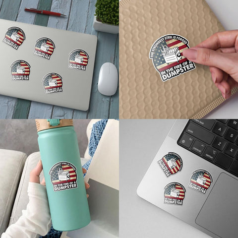 3 Pcs The Strongest Steel is Forged in The Fire of a Dumpster Sticker Vintage Funny, Motivational The Strongest Steel Dumpster Fire Patch Stickers for Laptop Bottle Phone Car Helmet 3"x3" (F2)