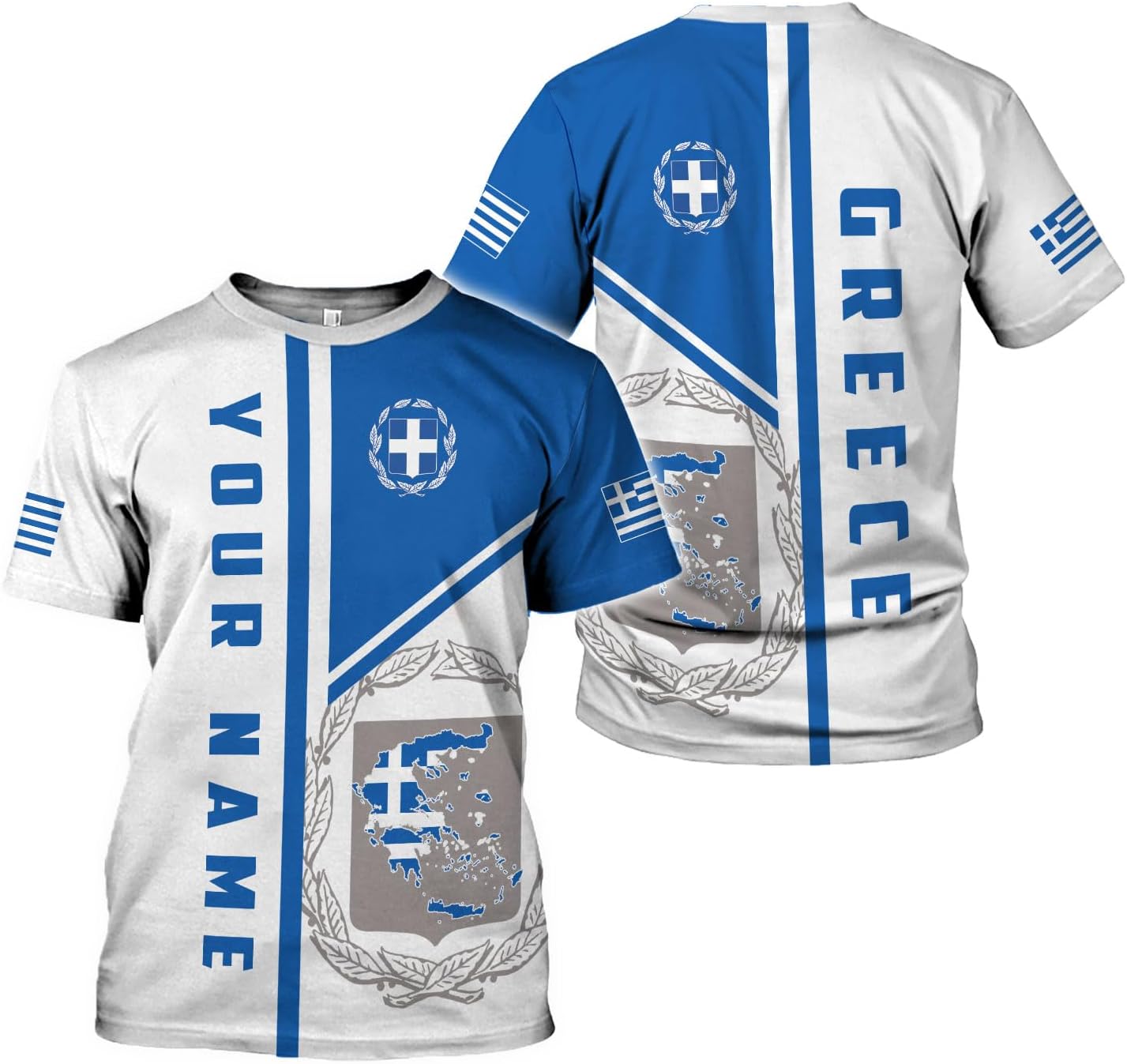 MoonArt Personalized Greece Shirts Greek Coat of Arms Flag Grecian 3D Shirts Greece Tshirt Grecian Pride Gift