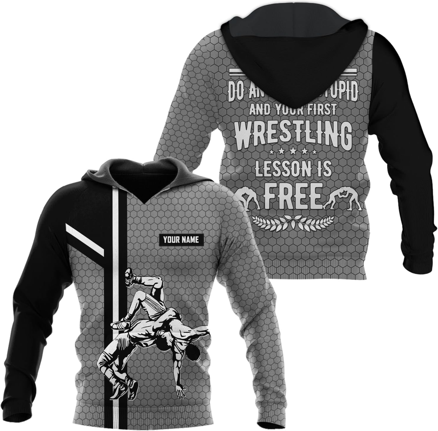 MAPrints Personalized Name Wrestling Shirt 3D All Over Print, Wrestle T-Shirt, Funny Free Hug Wrestling T-Shirt for Men S-5XL