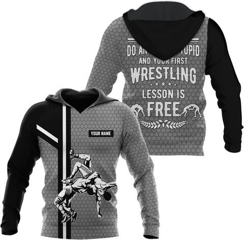 MAPrints Personalized Name Wrestling Shirt 3D All Over Print, Wrestle T-Shirt, Funny Free Hug Wrestling T-Shirt for Men S-5XL