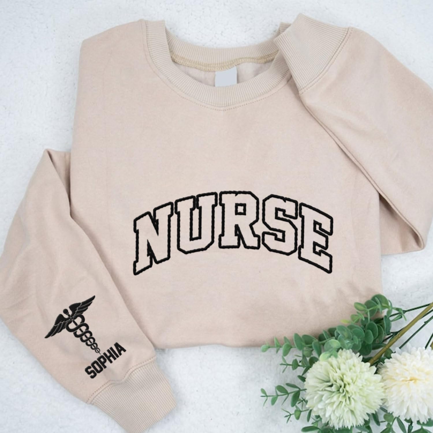 AOVL Personalized Embroidered Nurse Sweatshirt Women Nurse Sweatshirt Embroidered Sweatshirt For Nurse Nurse Shirts Gift