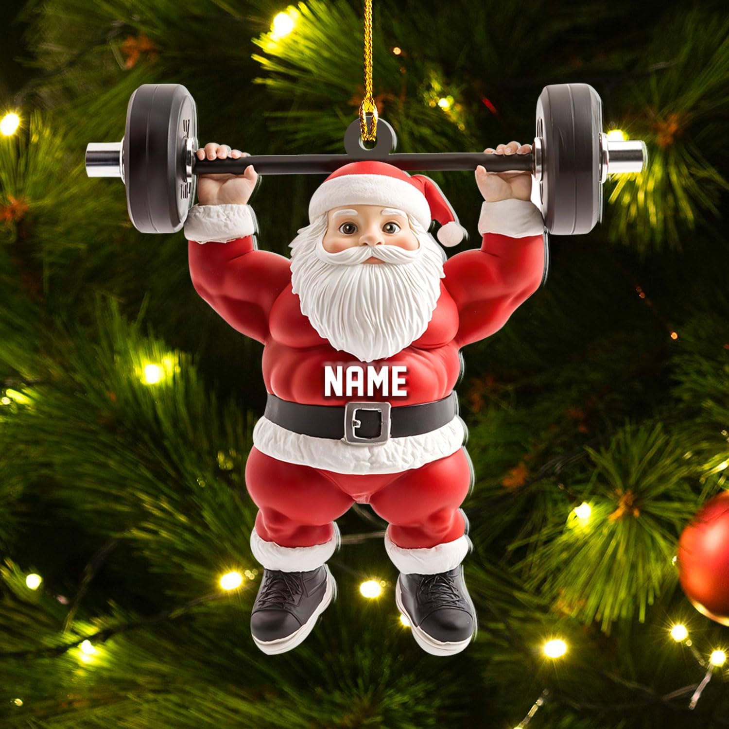 AOVL Personalized Weight Plate Ornament Weight Ornament Fitness Gift for Gym Ornament Merry Liftmas Christmas Hanging Ornaments Weight Plates Ceramic Ornament (DF11)