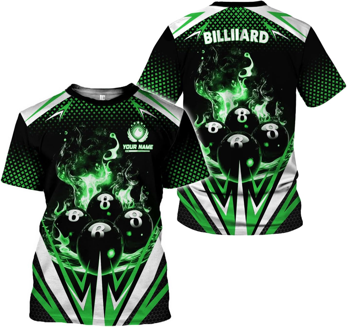 AOVL Personalized Billiard Shirts 3D Billiard Shirt Custom Billiard Flag Shirt Men's Pool Billiards Shirt 8 Ball Men Women