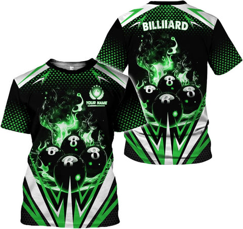 AOVL Personalized Billiard Shirts 3D Billiard Shirt Custom Billiard Flag Shirt Men's Pool Billiards Shirt 8 Ball Men Women