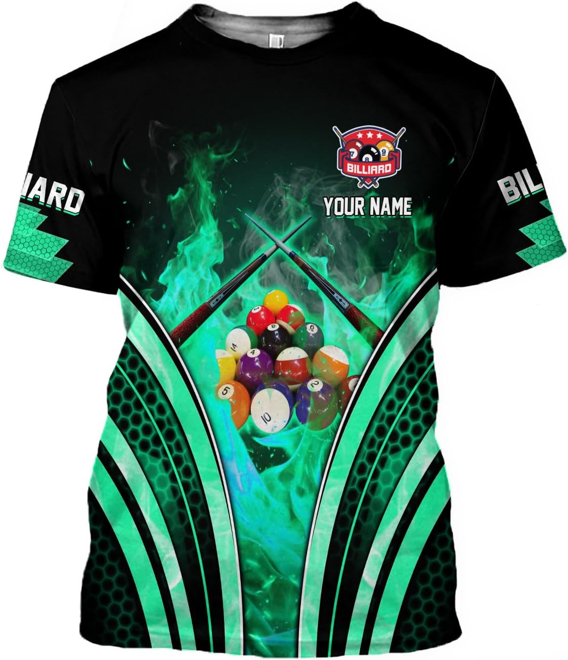 Personalized Billiard 3D Shirts, Custom Team Name Player Billiard T-Shirt Hoodies, Billiards Shirt 8 Ball for Men Women