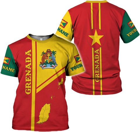 Personalized Name Grenada Shirts for Men, Grenada Shirts for Women, Proud Grenadan Shirts, Grenadian Flag Pride Shirt