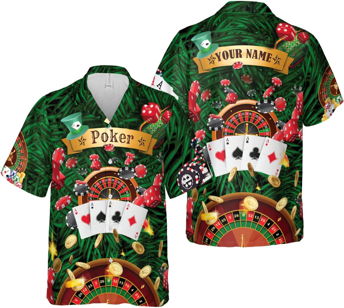 Custom Poker Hawai Shirts for Men Poker Hawaiian Shirt Gambling Casino Fire Short Sleeve Button Down Shirt Summer Beach Shirt