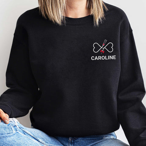 Leeprints Personalized Phlebotomist Embroidered Sweatshirt USA Phlebotomy Nurse Syringe Hospital Hoodie Phlebotomy Tech