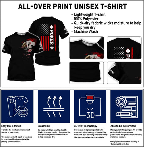 Royal Fight Personalized Poker Shirt 3D Funny Poker Shirt for Men Casino Poker Shirt Gifts Men Women Funny Poker Gift