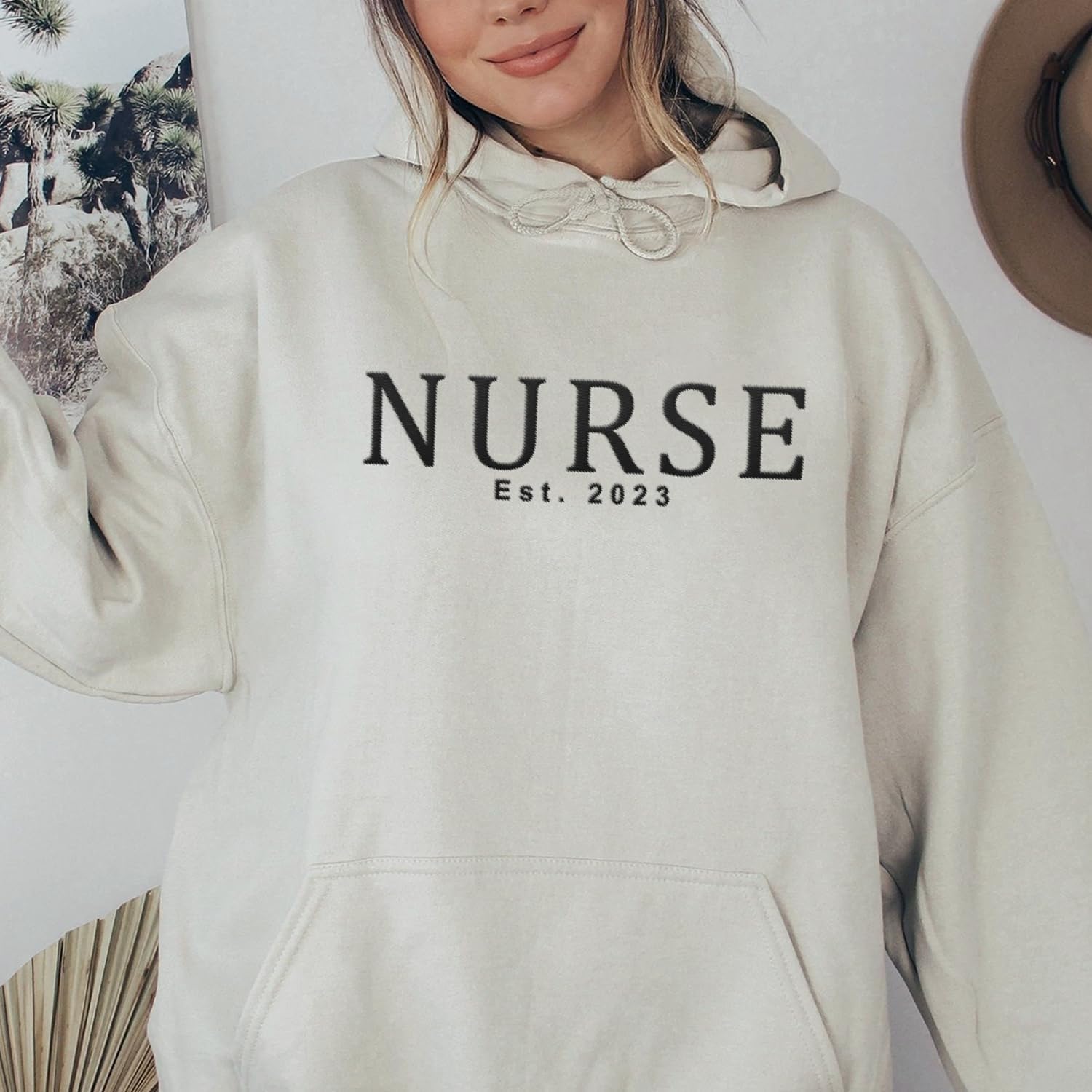 Personalized Embroidered Nurse Crewneck Sweatshirts for Women, Emergency Nurse Registered Nurse Sweatshirt (Cotton, SS75)