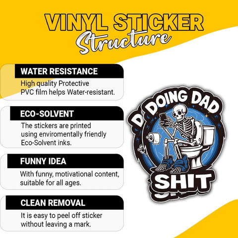 3 Pcs Doing Dad Shit Sticker, Funny Sarcastic Vinyl Die-Cut Waterproof Sticker for Laptop Water Bottle Phone Case Tumbler Kindle Hard Hat Quote Decal Gifts 3"x3"