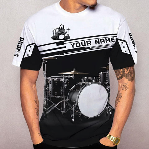 Personalized 3D Drummer Shirt - Custom Name 3D Drum Shirt Gift for Women & Men
