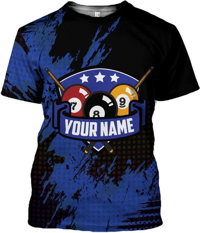 Custom 3D Billiard Shirt for Men Women Personalized Pool Player Team Apparel with 8 Ball Flag Design Gift to Billiard Lovers