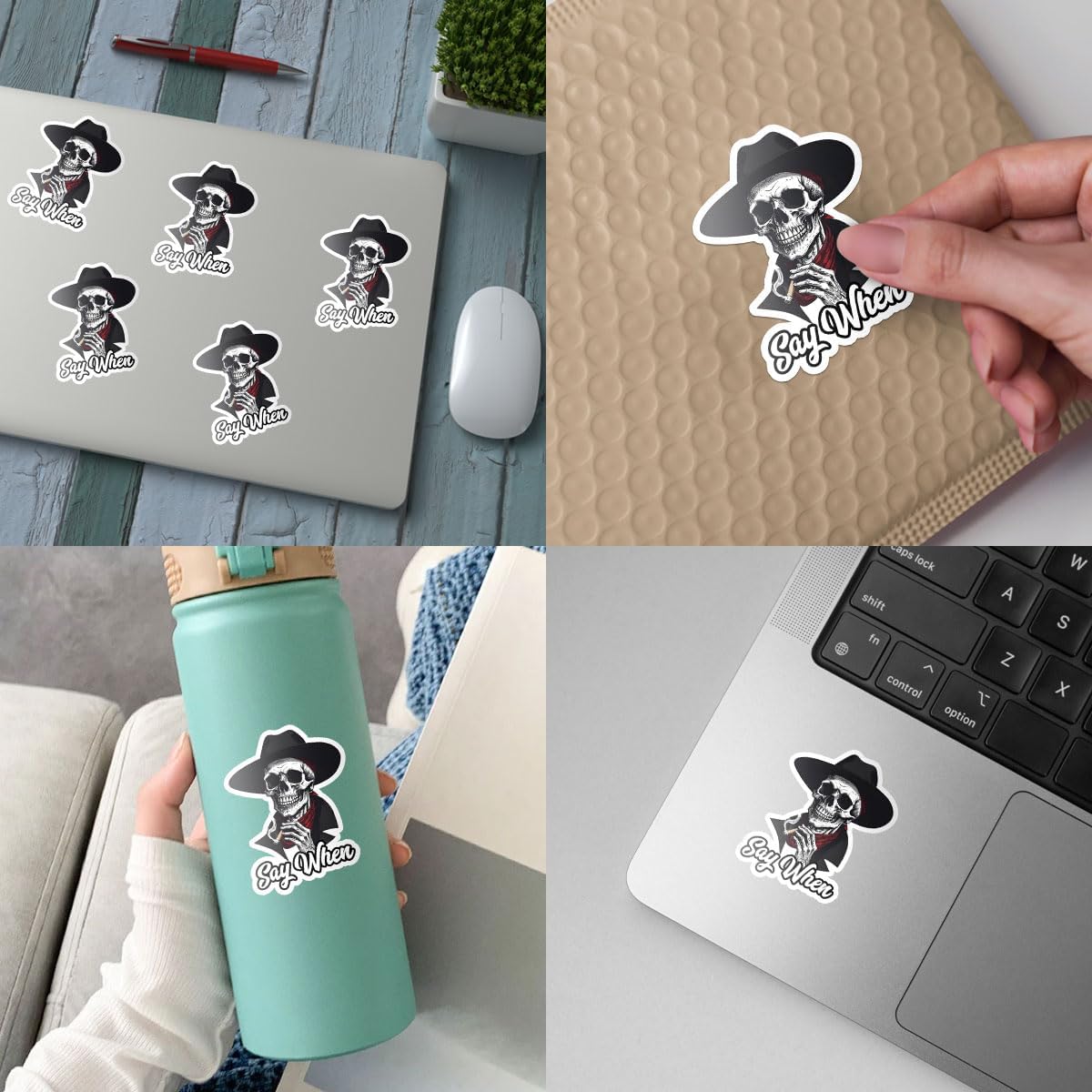 (3Pcs) Funny Skull with Hat Sticker, Skull Stickers, Cooler Decals, Skulls Decals for Trucks Skeleton Vinyl Decal Sticker - Stickers for Laptop Water Bottle Phone Car Window Helmet