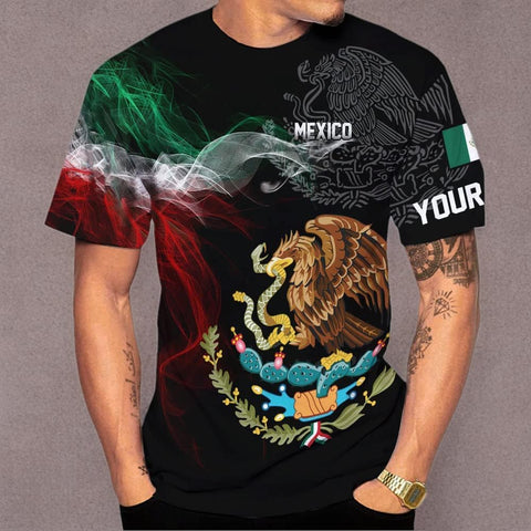 Mostefy Personalized Name Mexican Shirts 3D Customized Mexico Shirt US Flag, Mexican Shirts for Women Unisex