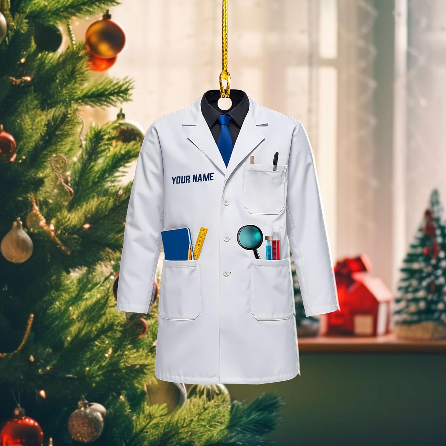 Pretyprints Personalized Chemistry Glass Shape Flat Ornament, Biological Science Christmas Ornament, Chemistry Ornament Scientist Ornament for Chemistry Lover (Style 24)