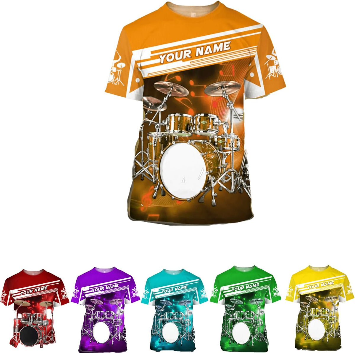Personalized 3D Drummer Shirt - Custom Name 3D Drum Shirt Gift for Women & Men