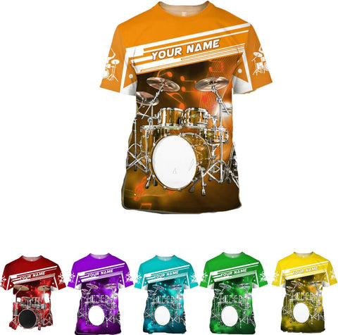Personalized 3D Drummer Shirt - Custom Name 3D Drum Shirt Gift for Women & Men