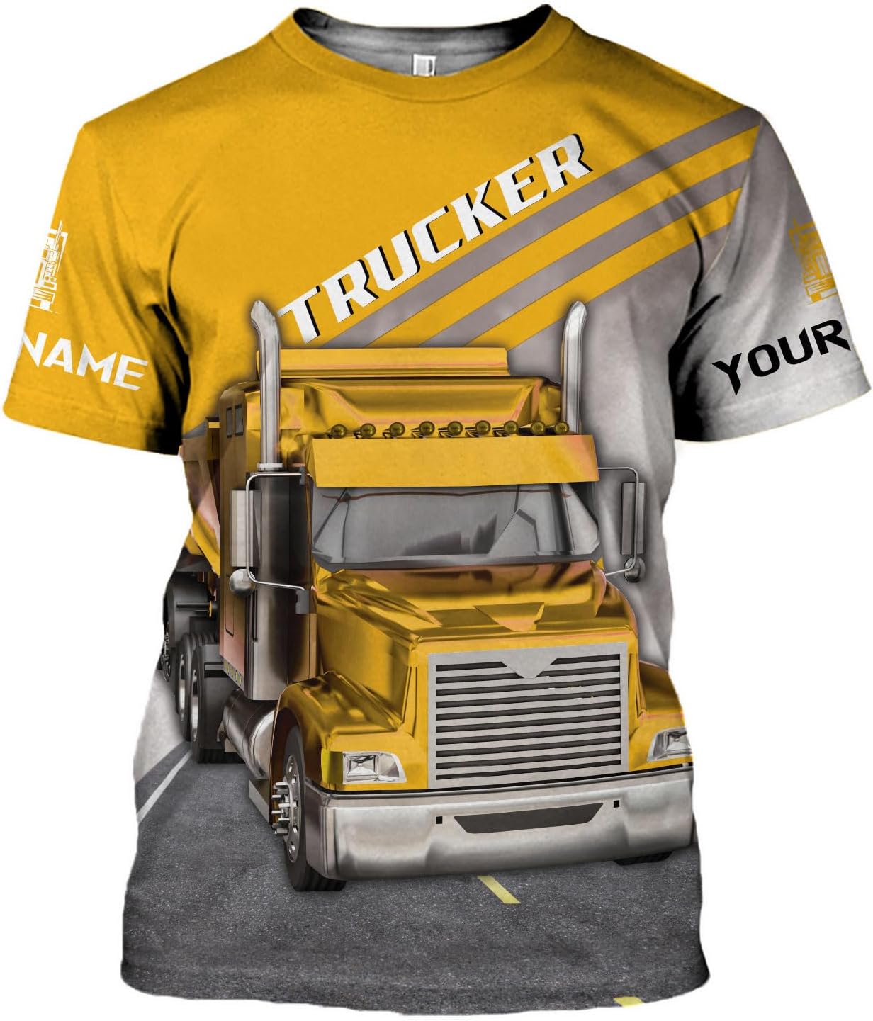 Personalized Trucker Shirt Custom US Flag Truck Driver Hoodie T-Shirt Funny Trucker Shirts Gift 3D for Men & Women Trucking