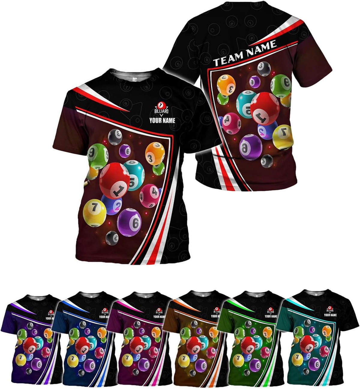 Ligthuy Personalized Name Billiard Shirts 3D, Billiards Shirt 8 Ball Billiard Shirt Custom Men's Pool Men Women1