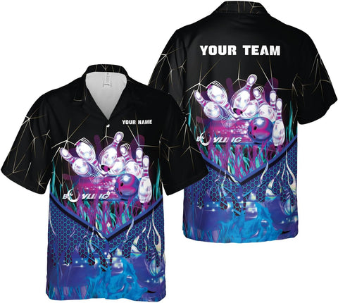 Mostprints Personalized Name Bowling Hawaii Shirts for Men and Women 3D, Bowling Shirts for Team Bowling, Bowling Shirts Gift