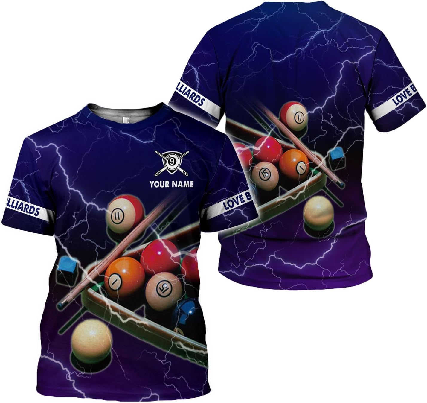 Parvii Personalized Billiards Shirt for Men, 8 Ball Pool Shirt, Billiards Gift
