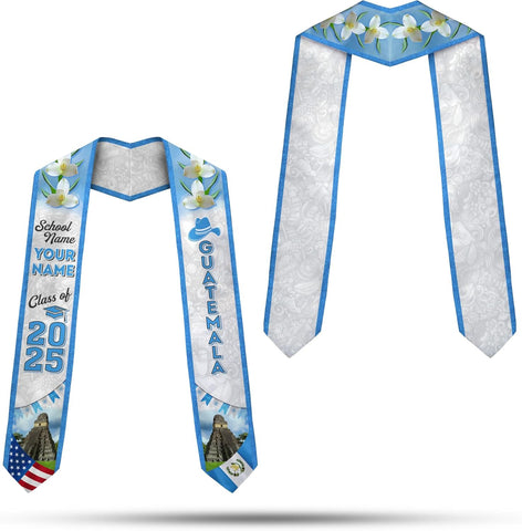 Pretyprints Custom Guatemalan Graduation Sash Custom Guatemalan American Flag Graduation Sash 2025 Guatemala Graduation Stole