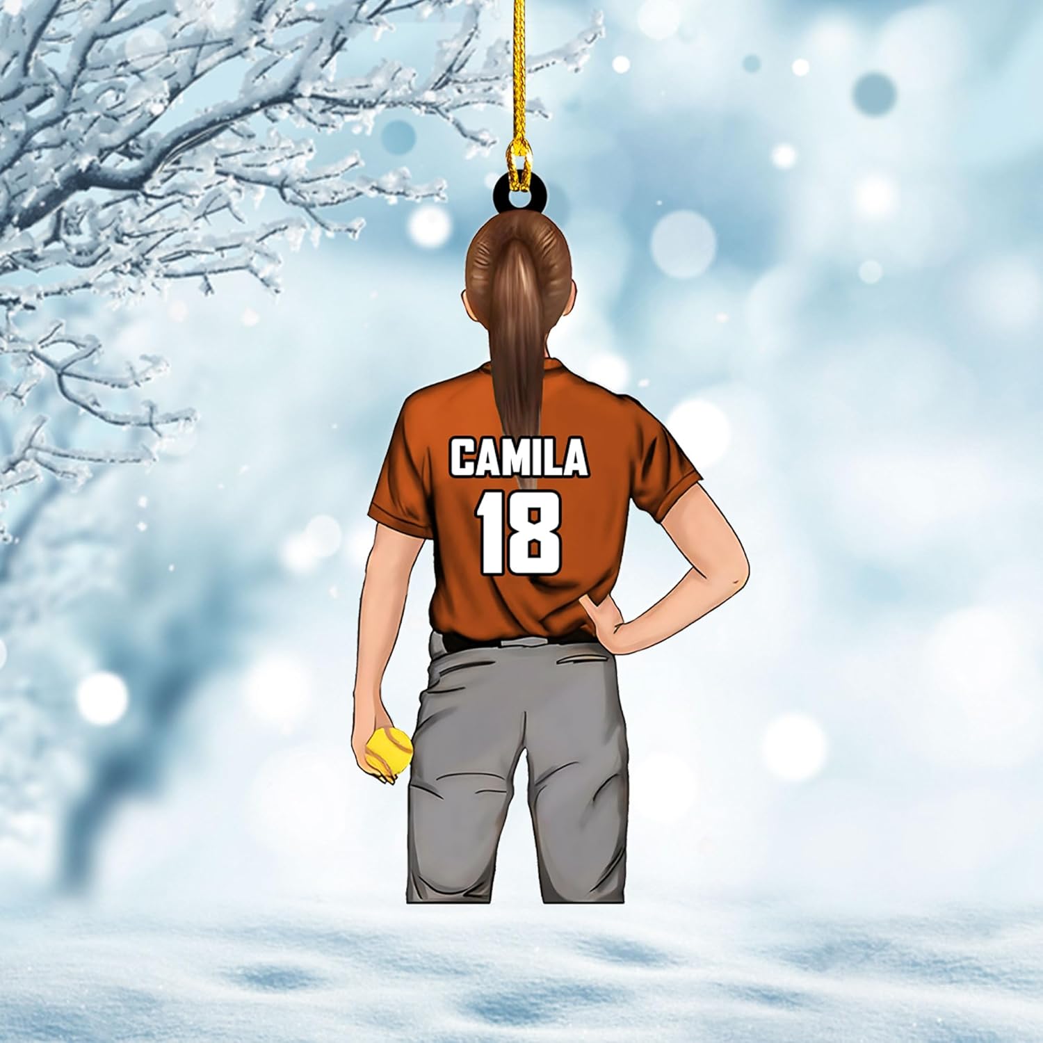 Artparel Personalized Softball Ornament Christmas Tree Decoration Custom Softball Christmas Ornament 2D Shape Flat Softball Lover Gifts Beginner Softball Players Ornament Gift (Softball 6)