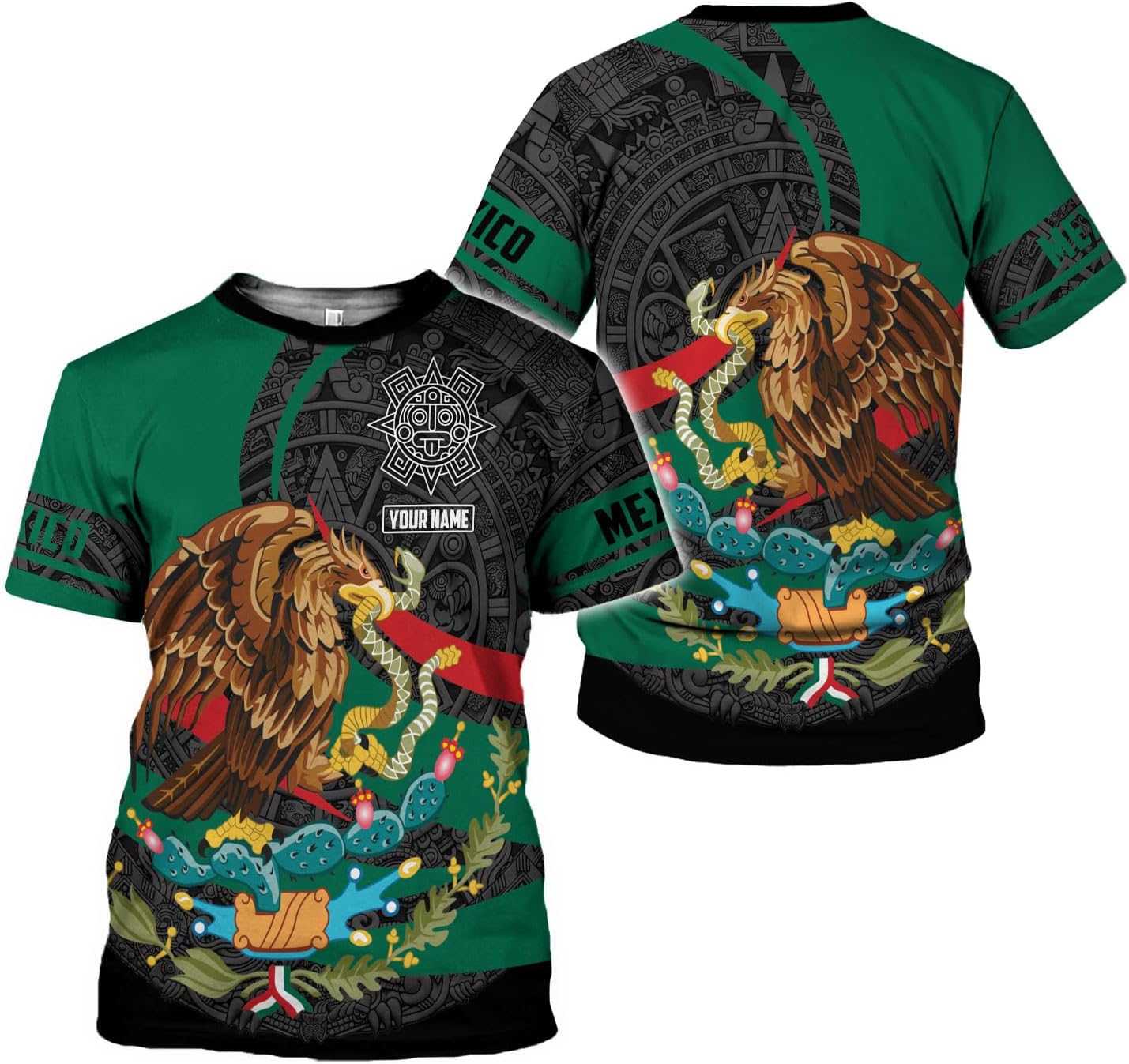 RoyalBro Personalized Mexico Shirts, Camisas De Mexico, Mexico Shirts for Men, Mexican Flag Jersey Shirt Mexico 3D Shirt