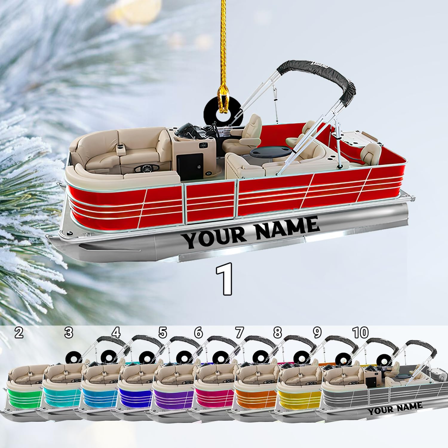 Parvii Personalized Pontoon Boat Ornament, Custom Pontoon Christmas Ornament, Pontoon Boat Christmas Ornament, Pontoon Boat, Christmas Tree Ornament, Custom Pontoon Hanging Ornament (PT 2)