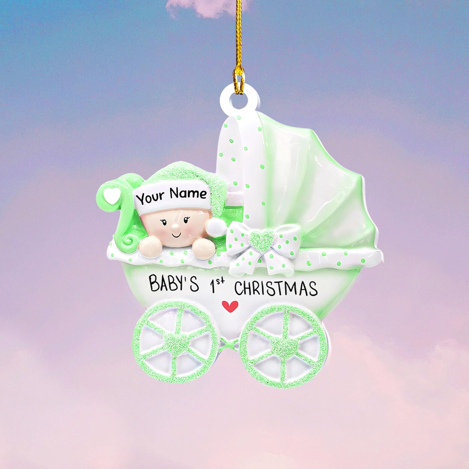 MAPrints Personalized Baby\u2019s First Christmas Keepsake Acrylic 2D Shape Flat Ornament, Custom New Baby Gift, Babys 1st Christmas Ornament 2023 Boy Or Girl Newborn, for New Mom Dad (Style 2)