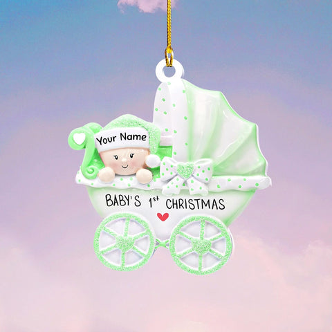 MAPrints Personalized Baby\u2019s First Christmas Keepsake Acrylic 2D Shape Flat Ornament, Custom New Baby Gift, Babys 1st Christmas Ornament 2023 Boy Or Girl Newborn, for New Mom Dad (Style 2)
