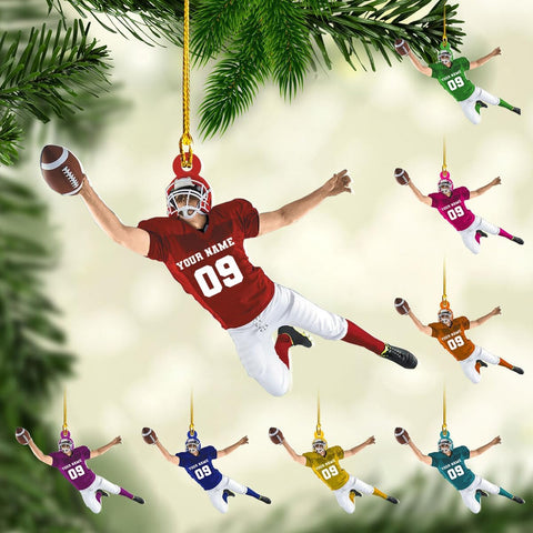 Artparel Personalized Football Ornament Customized Football Christmas Ornaments Football Ornament Christmas Hanging Décor Gift for Football Fans Football Gifts Gift for Football Player (FB 15)